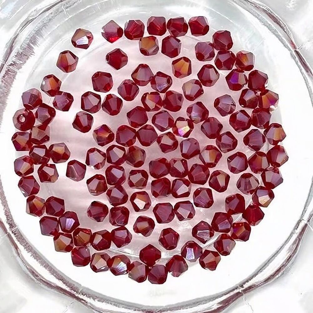 100+pcs Beads for Jewelry  #17961 Dark Red Faceted Bicone Bead